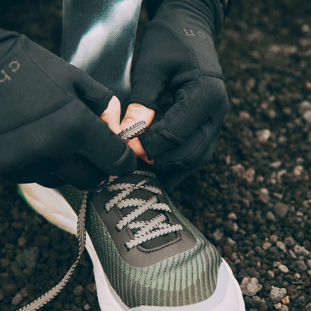 charbon × handsongrip polartec 3 fingerless gloves