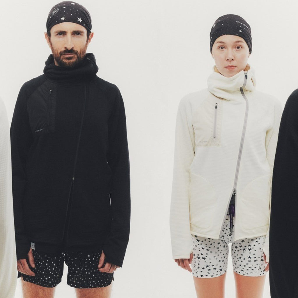 charbon running シャルボン 24AW フーディー パーカー XL GRID FLEECE ZIP UP HOODIE