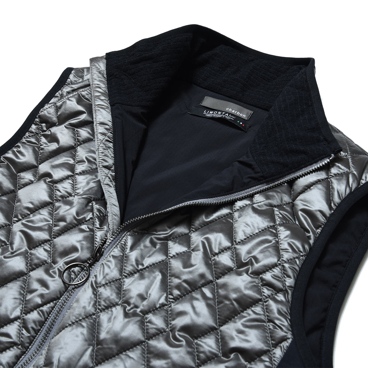 LIMONTA CHAMBRAY NYLON PUFF VEST SILVER