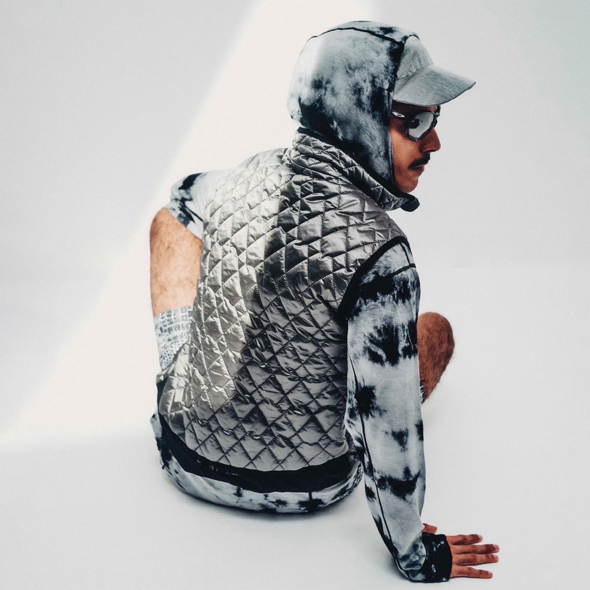 LIMONTA CHAMBRAY NYLON PUFF VEST SILVER