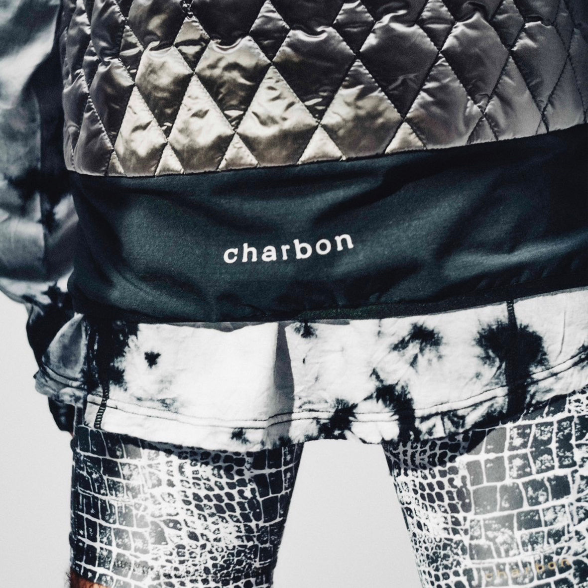 LIMONTA CHAMBRAY NYLON PUFF VEST SILVER