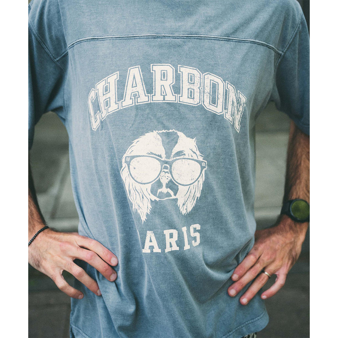 PIGMENT DYE PRINT FOOTBALL T-SHIRT ”CAVALIER”