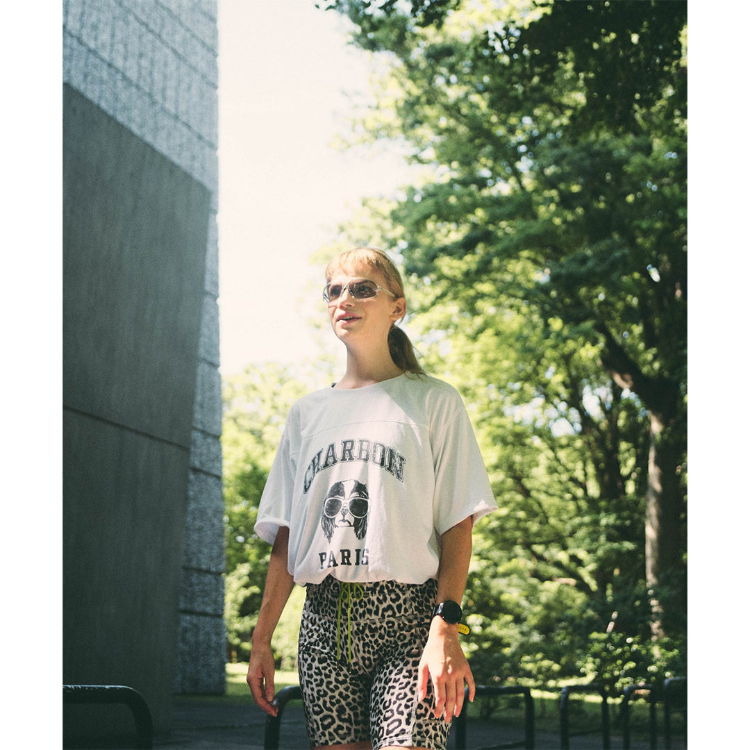 PIGMENT DYE PRINT FOOTBALL T-SHIRT ”CAVALIER”